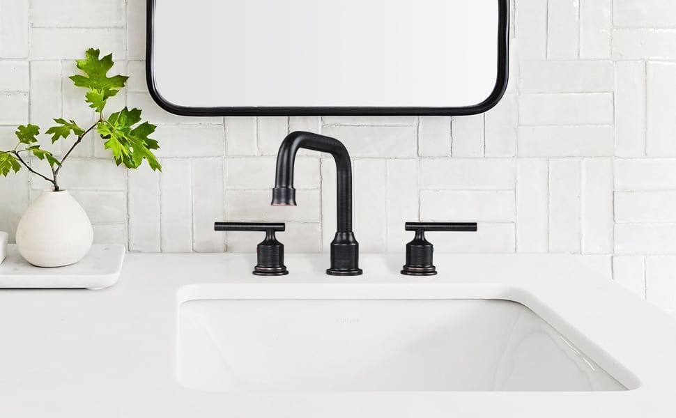 WOWOW Oil Rubbed Bronze Widespread Bathroom Sink Faucet