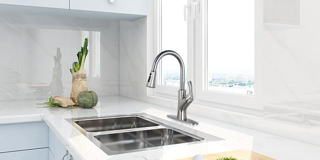 single handle pull out sprayer kitchen faucet 2