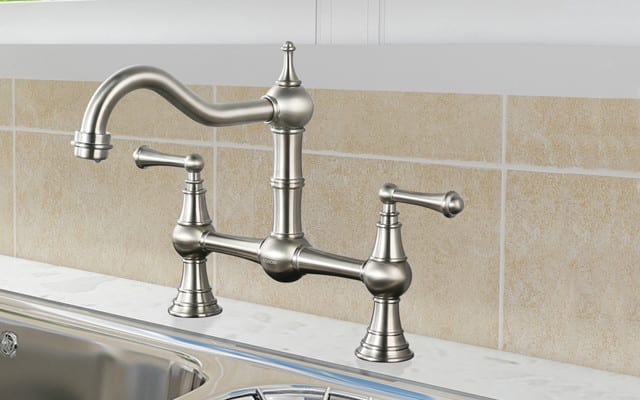 two handle kitchen faucet with pull out spray