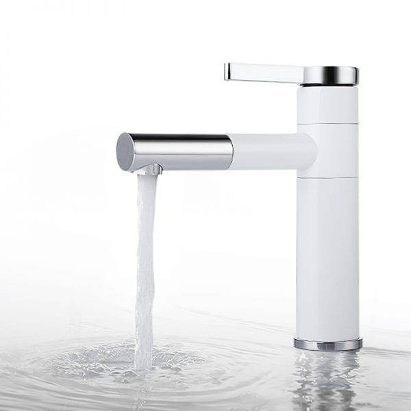 11 WOWOW White Bathroom Faucet With 360 Degree Rotate 1
