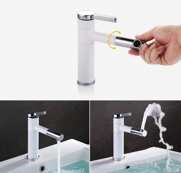 11 4WOWOW White Bathroom Faucet With 360 Degree Rotate 3