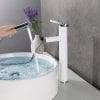 13WOWOW High Basin Mixer Taps White With 360 Degree Rotating Spout 1