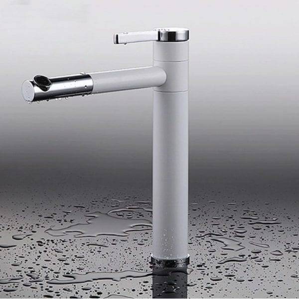 13WOWOW High Basin Mixer Taps White With 360 Degree Rotating Spout 3