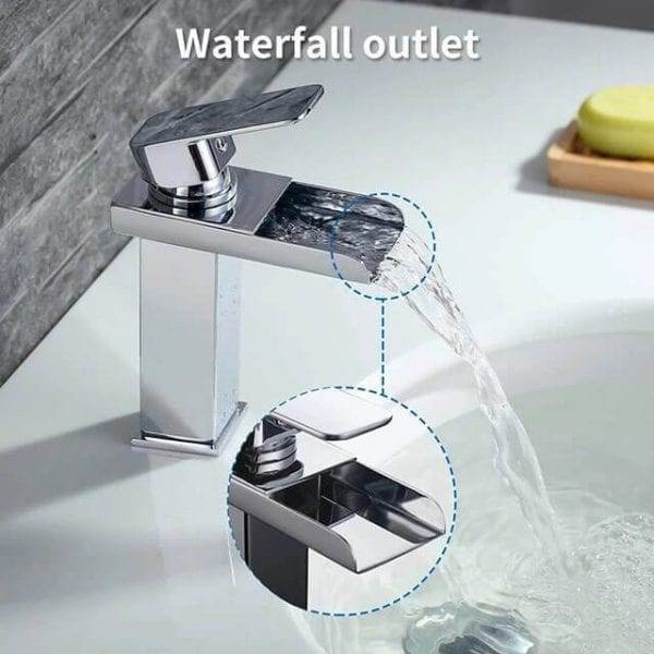 15 5 Waterfall Смеситель для ванной комнаты Смеситель для раковины Square Chrome 6