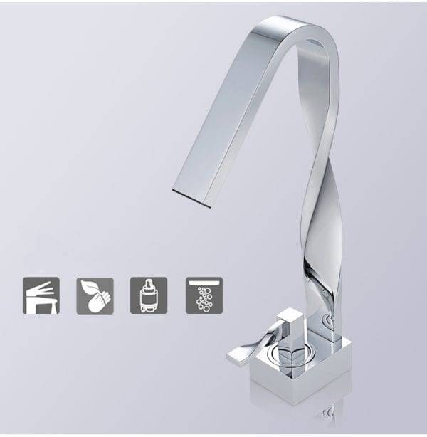 17 4 WOWOW Twist Bathroom Faucet White And Chrome 3