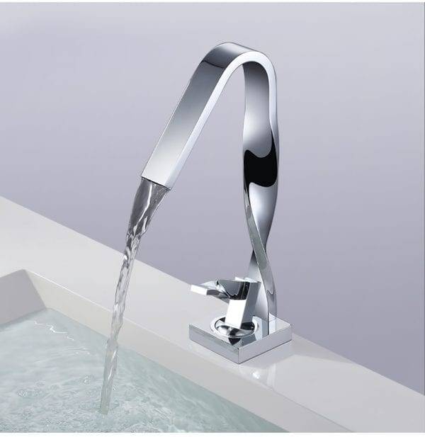 18 9 WOWOW Twisted Bathroom Faucet Waterfall Chrome 2