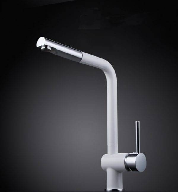 22 WOWOW White Single Lever Kitchen Faucet Pull Out Spray 7