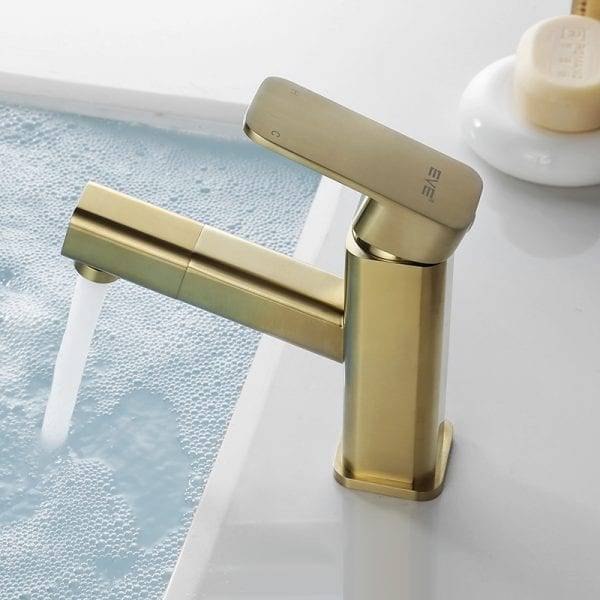 32 2Brass Basin Mixer Taps Gold With Pull Out Sprayer