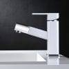 34 Square Bathroom Basin Mixer Tap White Pull Down 1