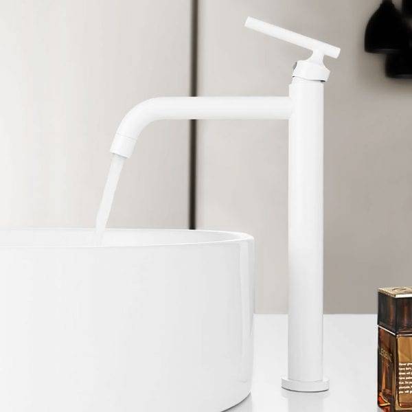 38 white tall basin mixer tap