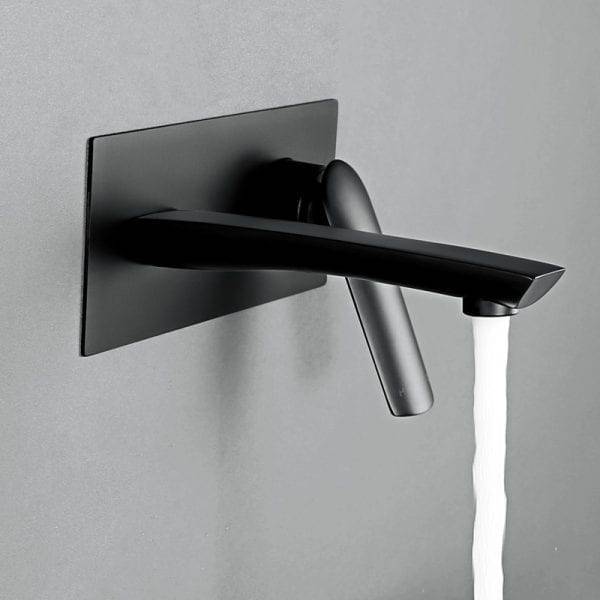 40 8Wall Mounted Lavatory Faucet Black