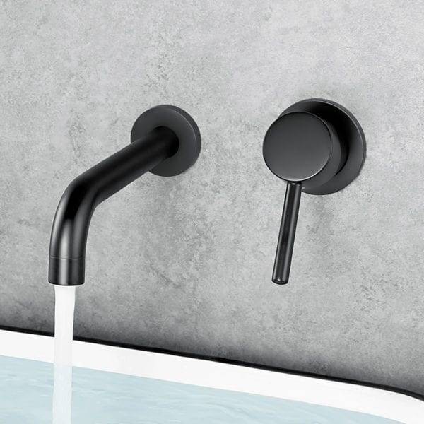 48 Matte Black Wall Mounted Basin Mixer 3