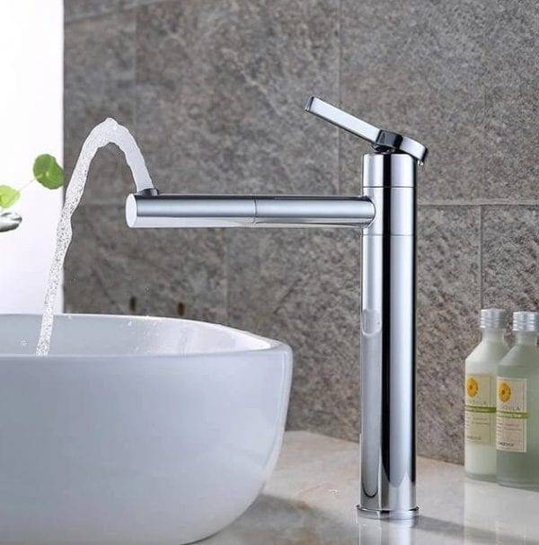 WOWOW Bathroom Faucet With Pull Out Sprayer Chrome 1