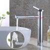 WOWOW Bathroom Faucet With Pull Out Sprayer Chrome 2