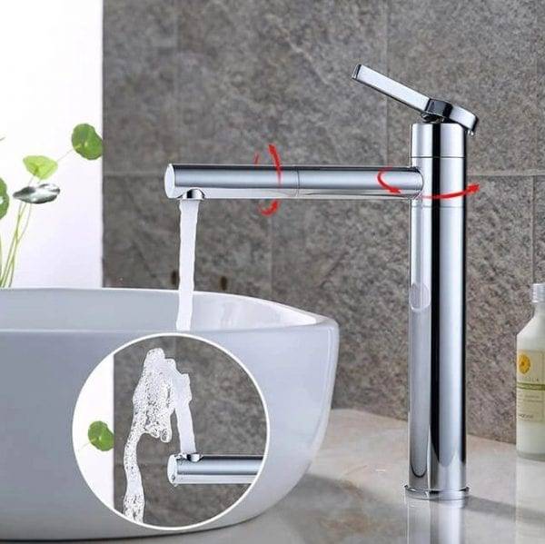WOWOW Bathroom Faucet With Pull Out Sprayer Chrome 2