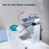 Waterfall Single Hole Vessel Bathroom Faucet Chrome 4