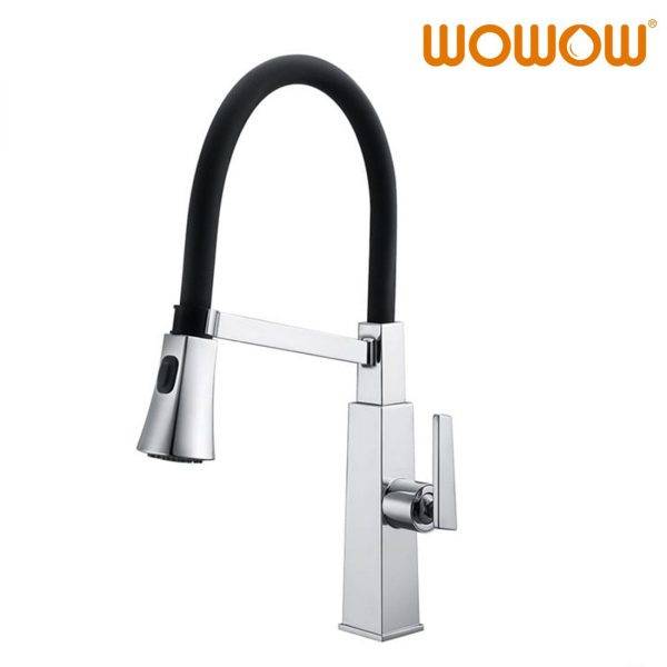 pull down rubber hose kitchen faucet black