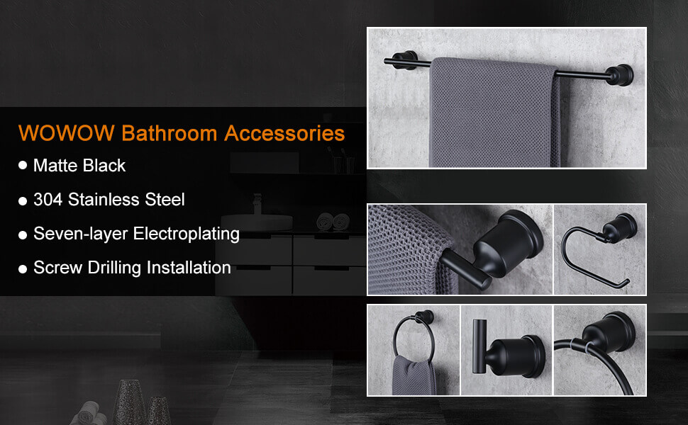 matte black bathroom towel bar 9 inches