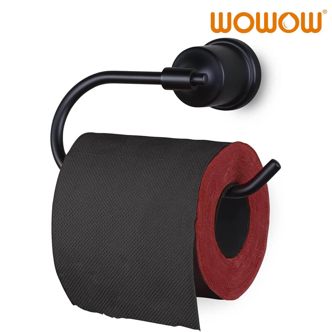 WOWOW Bathroom Toilet Paper Holder, 304 Stainless Steel Bath Toilet Tissue Holder Wall Mount, Matte Black