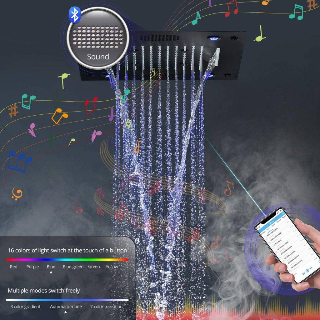 Music Shower Systems LED Shower Set Recessed Bath Mixer Thermostatic