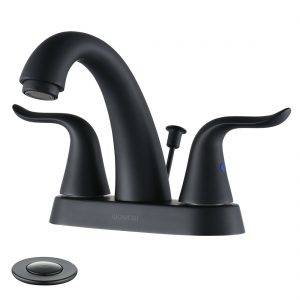 7 2321200B 0 WOWOW Matte Black Bathroom Faucet 4 Inch Centerset