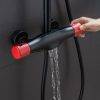 Thermostatic Shower System Rain Shower Head with Handheld Sets කළු සහ රතු 6