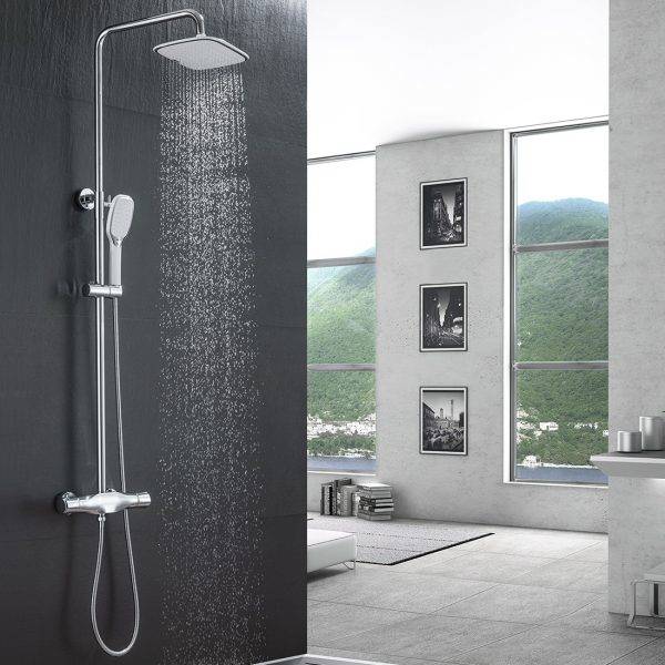 Thermostatic Shower Systems with Rain Shower and Adjustable Handheld Shower