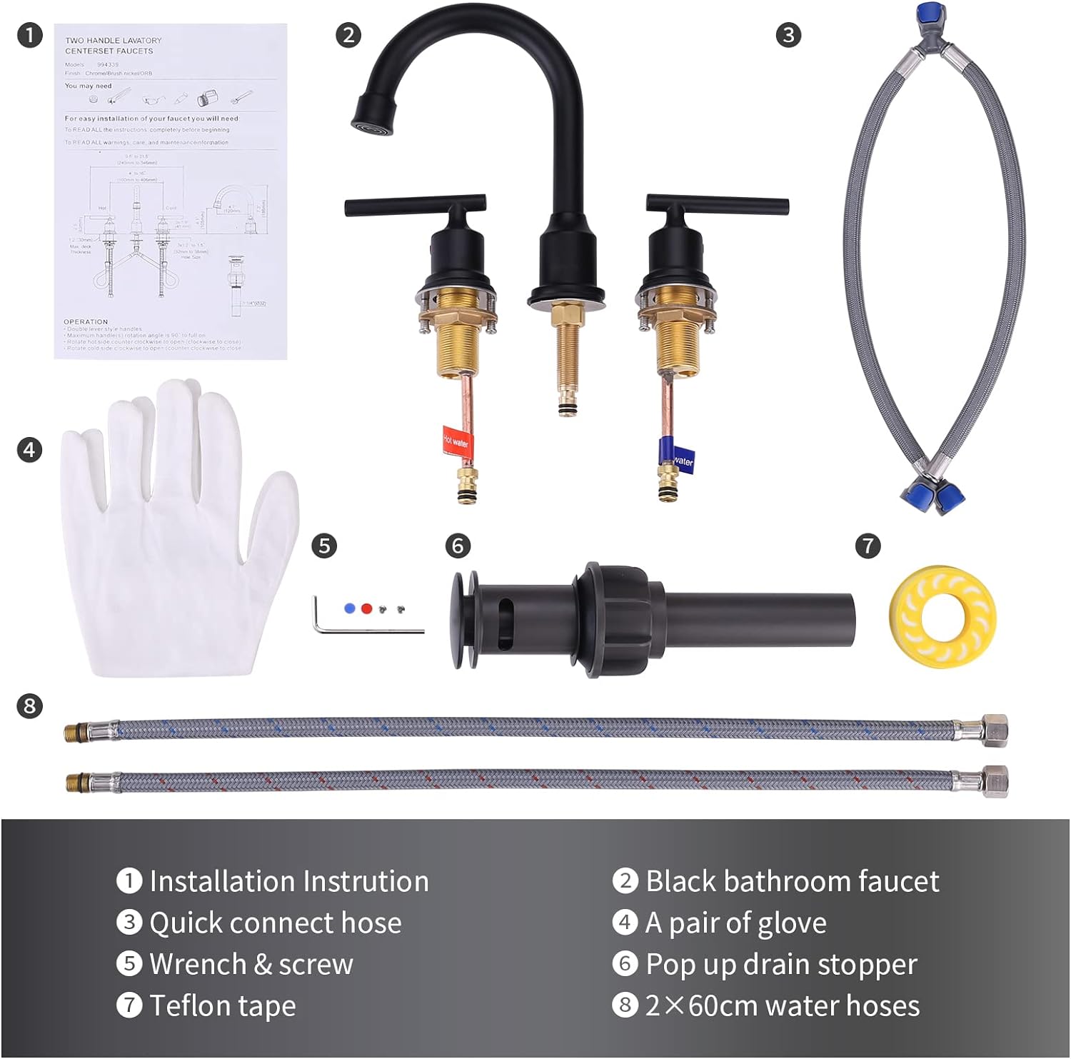 wowow 2 handle 8 inch widespread bathroom sink faucet 1