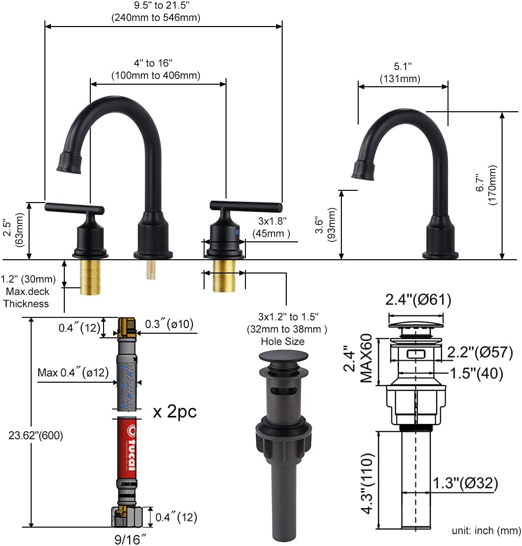 wowow 2 handle 8 inch widespread bathroom sink faucet 2