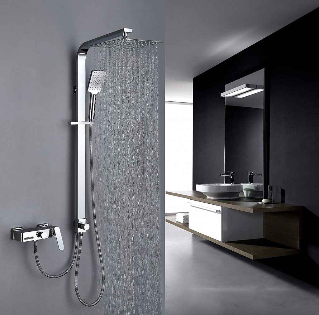 WOWOW 3 Function Shower System with Brass Rain Shower Panel and ...