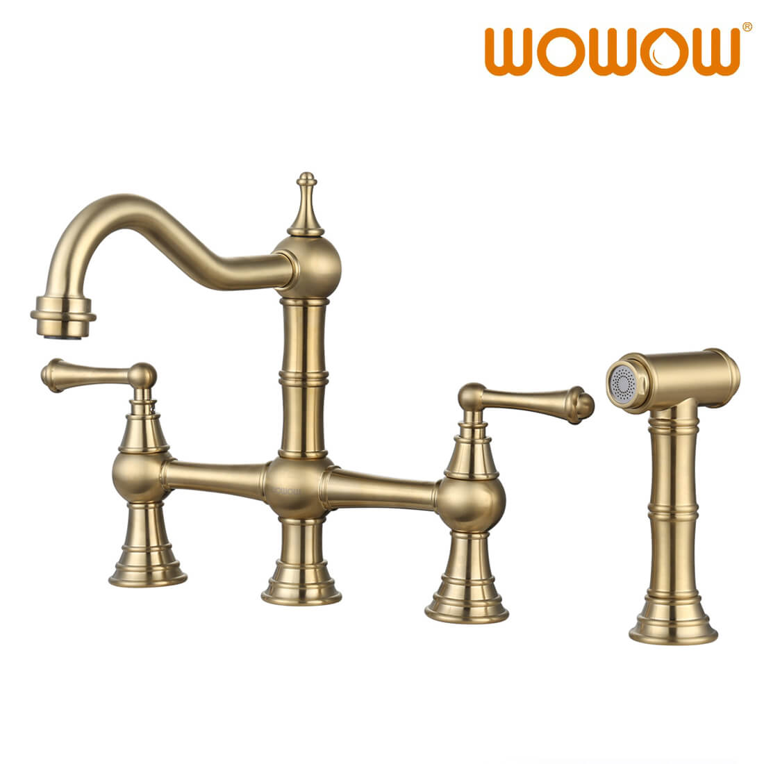 wowow bridge kitchen faucet brass with side sprayer 0
