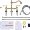 wowow bridge kitchen faucet brass with side sprayer 2