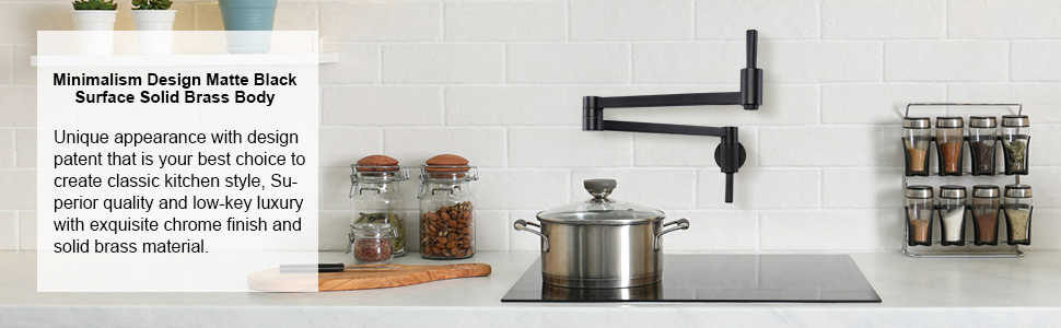 WOWOW Filler Filler Nuna Faucet Brass Wall Dutsen Matte Black Kitchen Faucet