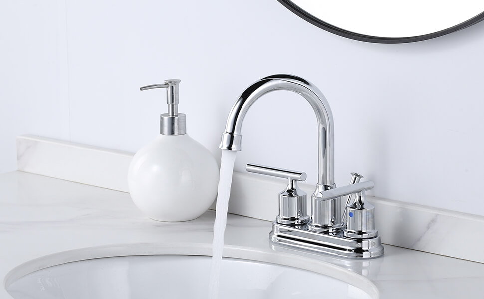 WOWOW 3 Hole 4 inch Centerset Bathroom Faucet Chrome