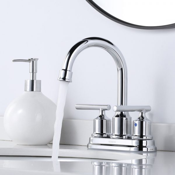 wowow centerset bathroom faucet chrome 3 hole 2 handle 4 inch bathroom sink faucet 3