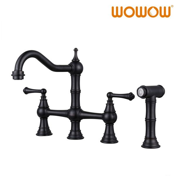 wowow centerset bridge kitchen faucet with side sprayer oil rubbed bronze 14