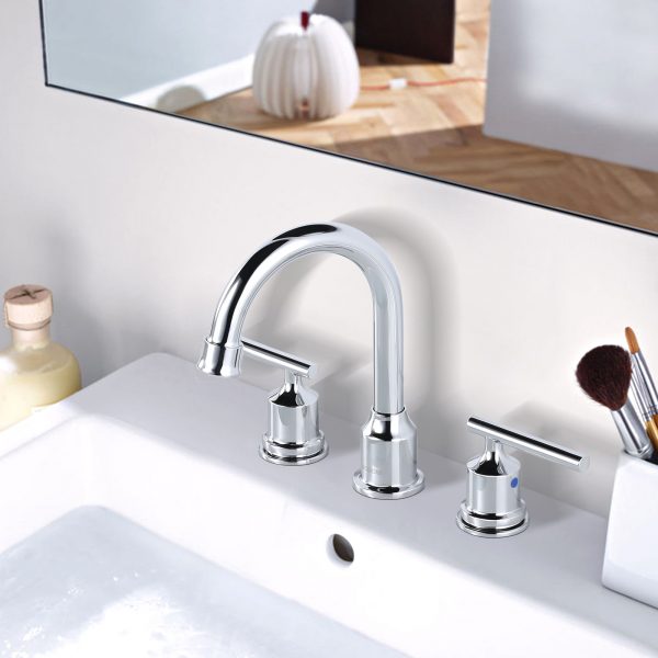 wowow widespread bathroom sink faucet chrome 8 inch tall bathroom tap with drain and hoses 4