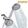 wowow brushed nickel high pressure dual shower head comb with handheld