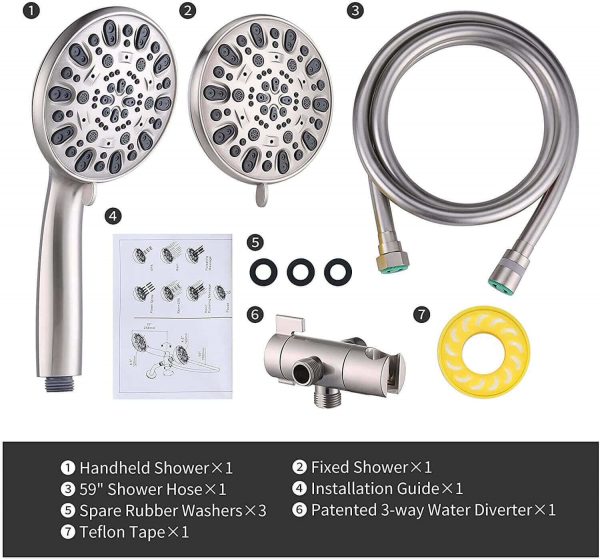 wowow brushed nickel high pressure dual shower head comb with handheld