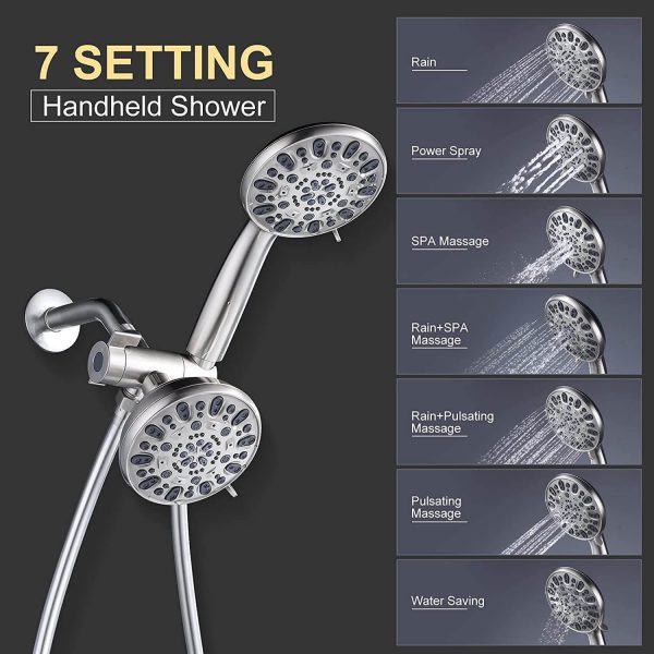 wowow brushed nickel high pressure dual shower head comb with handheld