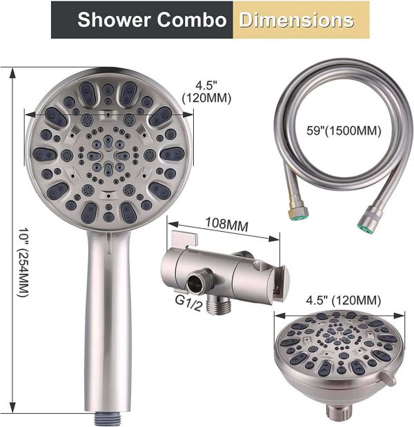 wowow brushed nickel high pressure dual shower head comb with handheld