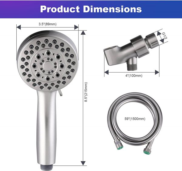 wowow high pressure handheld shower head brushed nickel shower head with hose