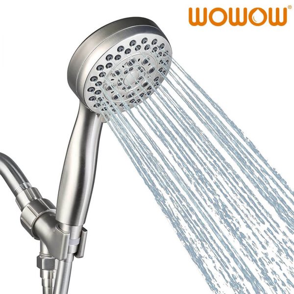 wowow high pressure handheld shower head brushed nickel shower head with hose