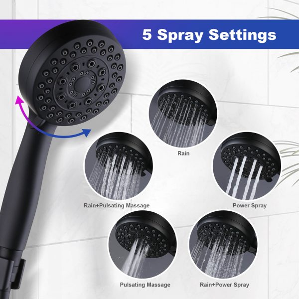 wowow high pressure handheld shower head matte black shower head with hose