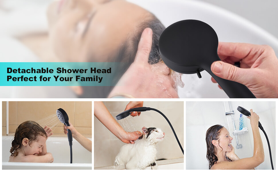 wowow high pressure handheld shower head matte black shower head with hose