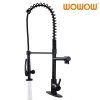 wowow spring commercial black kitchen faucet with pre rinse sprayer