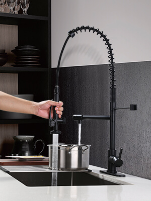 wowow spring commercial black kitchen faucet with pre rinse sprayer 