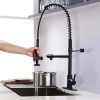 wowow spring commercial black kitchen faucet with pre rinse sprayer