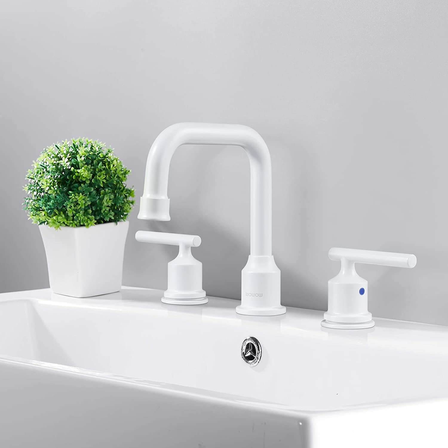 wowow 3 hole white widespread bathroom sink faucet with drain 38