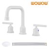wowow 3 hole white widespread bathroom sink faucet with drain 4